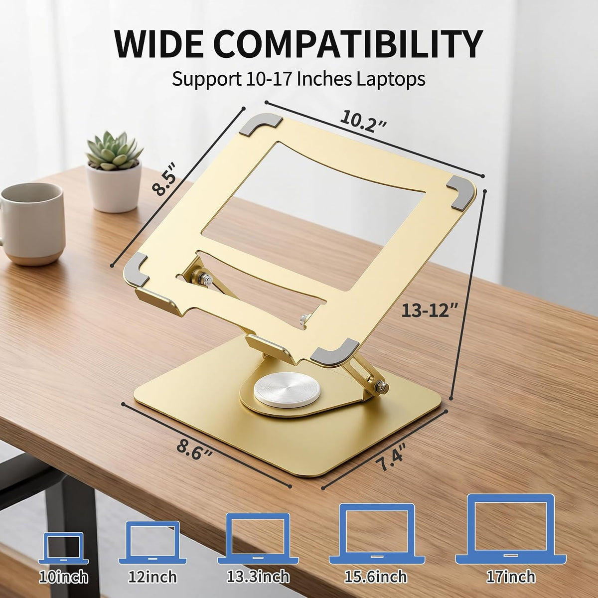 ALASHI 360° Rotating Laptop Stand, Multi-Angle, 10-17", White