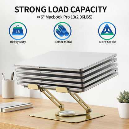 ALASHI 360° Rotating Laptop Stand, Multi-Angle, 10-17", White