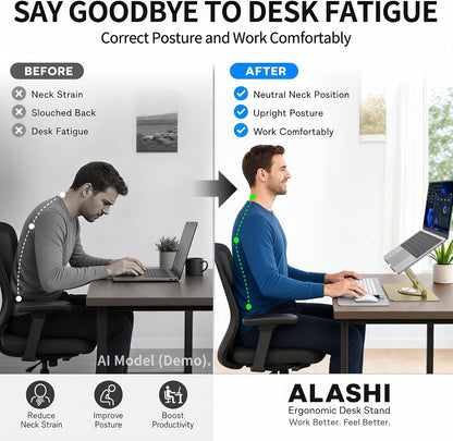 ALASHI 360° Rotating Laptop Stand, Multi-Angle, 10-17", White