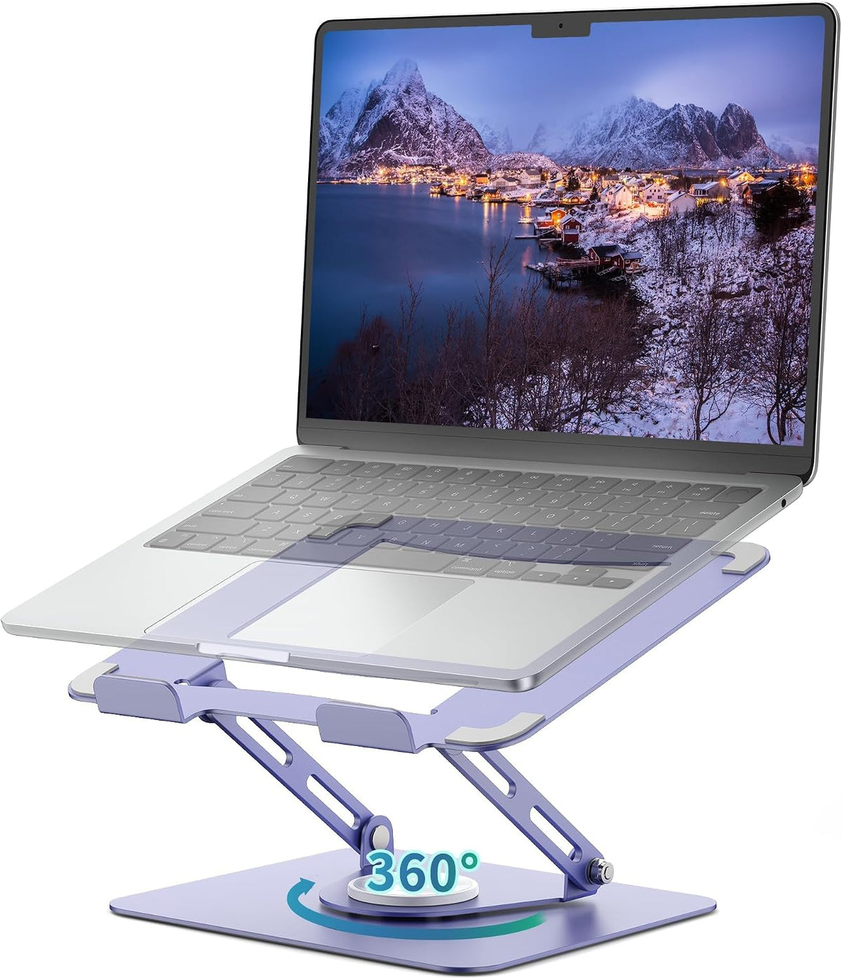 ALASHI 360° Rotating Laptop Stand, Multi-Angle, 10-17", White
