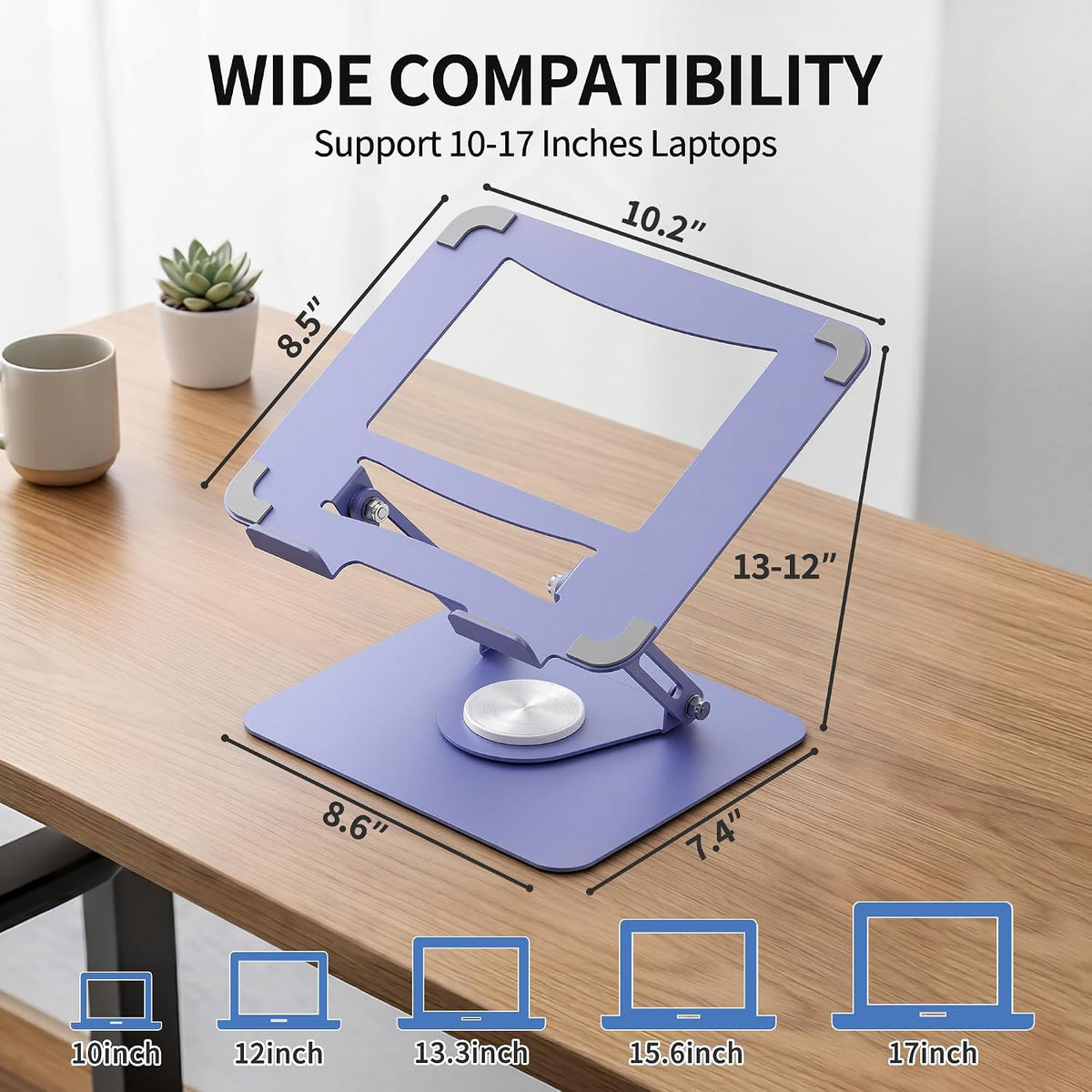 ALASHI 360° Rotating Laptop Stand, Multi-Angle, 10-17", White