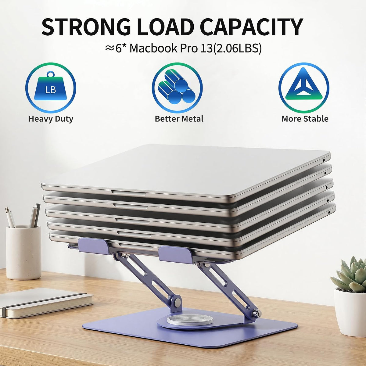 ALASHI 360° Rotating Laptop Stand, Multi-Angle, 10-17", White