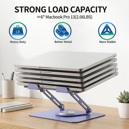 ALASHI 360° Rotating Laptop Stand, Multi-Angle, 10-17", White