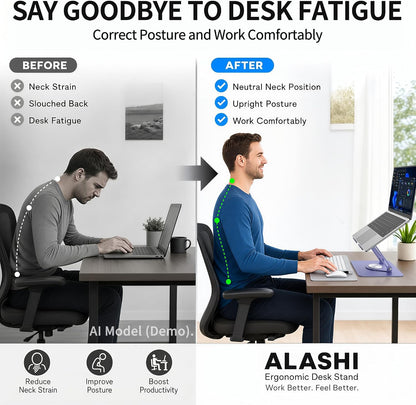 ALASHI 360° Rotating Laptop Stand, Multi-Angle, 10-17", White