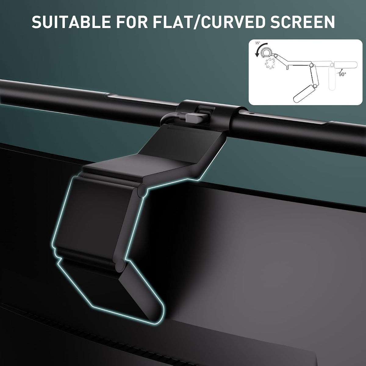 Monitor Light Bar with Remote Control, Fit for Curved/Flat Monitor, Eye-Care USB Computer Lamp Dimmable Screen Light Bar with Auto-Dimming, No Glare Home Office Gaming Desk Lamp