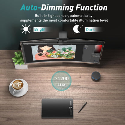 Monitor Light Bar with Remote Control, Fit for Curved/Flat Monitor, Eye-Care USB Computer Lamp Dimmable Screen Light Bar with Auto-Dimming, No Glare Home Office Gaming Desk Lamp