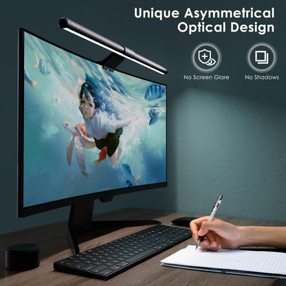 Monitor Light Bar with Remote Control, Fit for Curved/Flat Monitor, Eye-Care USB Computer Lamp Dimmable Screen Light Bar with Auto-Dimming, No Glare Home Office Gaming Desk Lamp