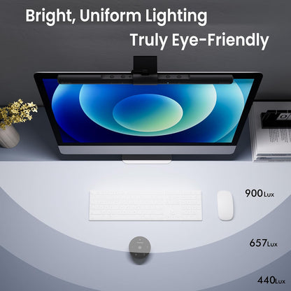 Monitor Light Bar with Remote Control, Fit for Curved/Flat Monitor, Eye-Care USB Computer Lamp Dimmable Screen Light Bar with Auto-Dimming, No Glare Home Office Gaming Desk Lamp