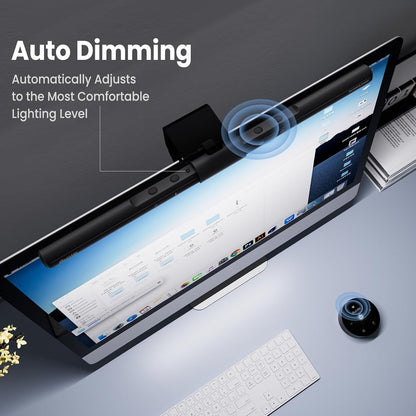 Monitor Light Bar with Remote Control, Fit for Curved/Flat Monitor, Eye-Care USB Computer Lamp Dimmable Screen Light Bar with Auto-Dimming, No Glare Home Office Gaming Desk Lamp