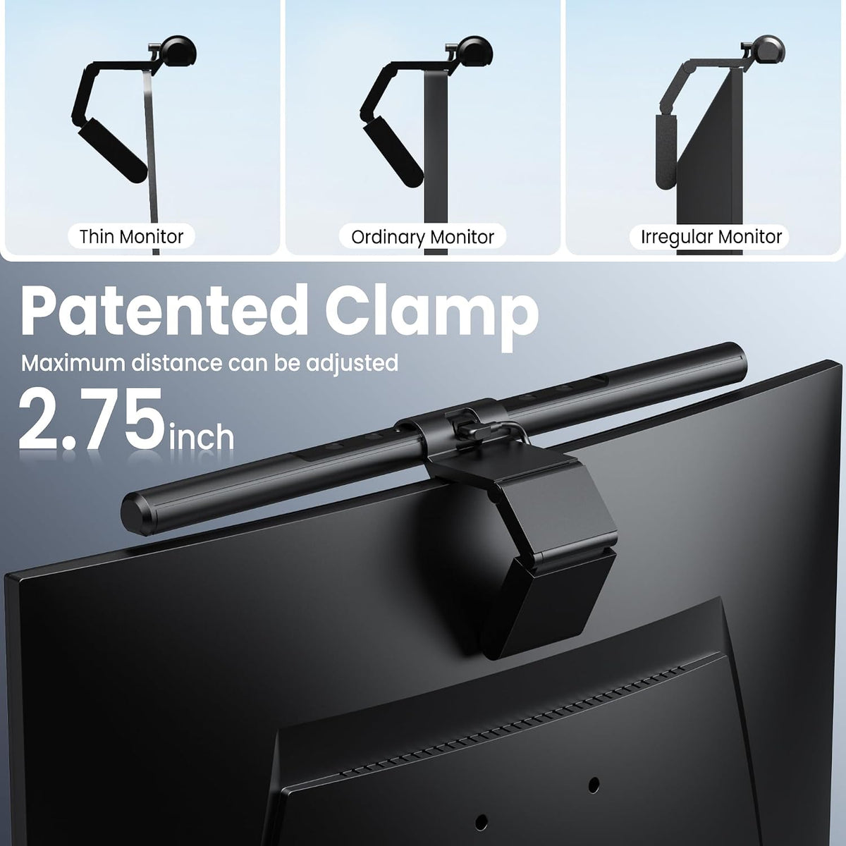 Monitor Light Bar with Remote Control, Fit for Curved/Flat Monitor, Eye-Care USB Computer Lamp Dimmable Screen Light Bar with Auto-Dimming, No Glare Home Office Gaming Desk Lamp