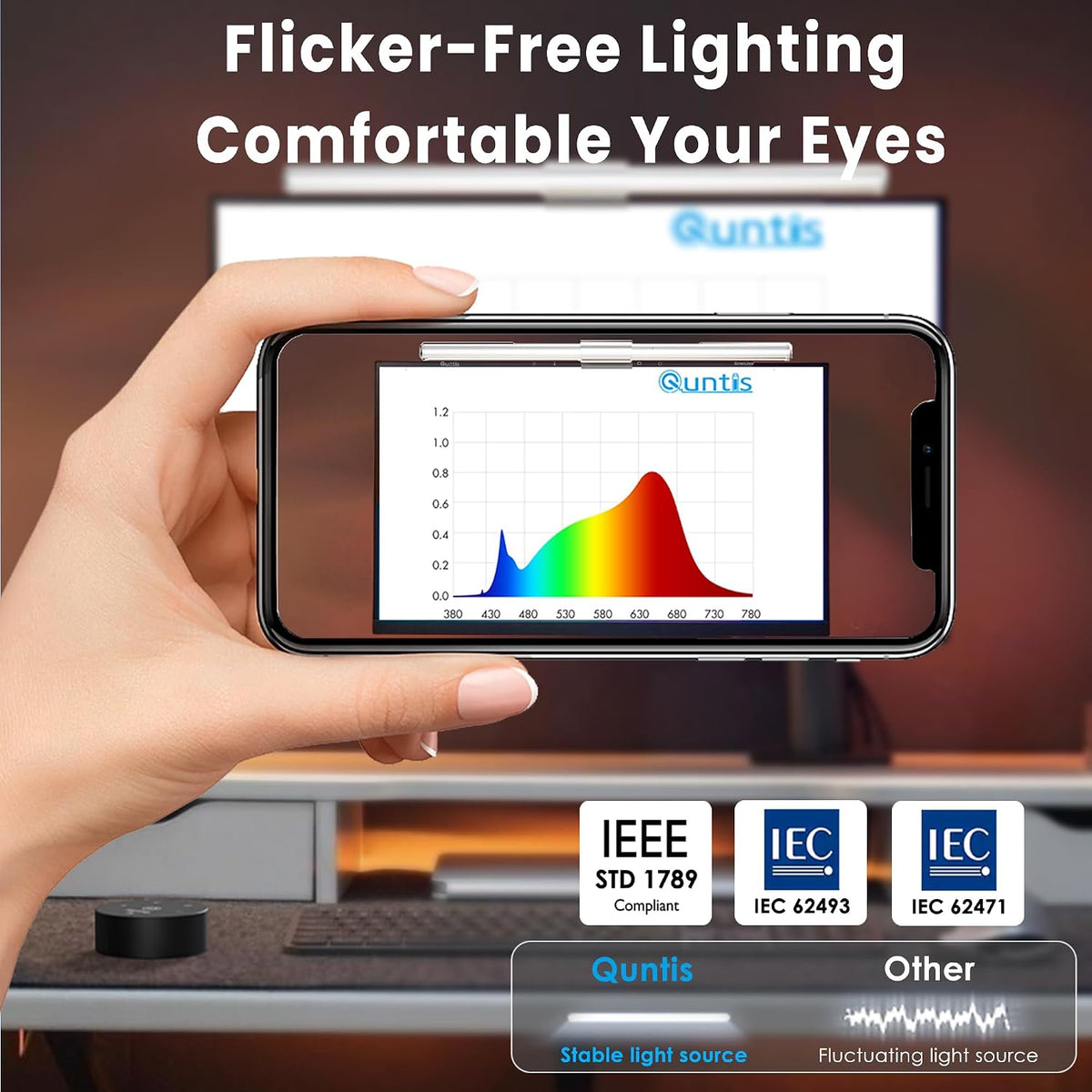 Monitor Light Bar with Remote Control, Fit for Curved/Flat Monitor, Eye-Care USB Computer Lamp Dimmable Screen Light Bar with Auto-Dimming, No Glare Home Office Gaming Desk Lamp