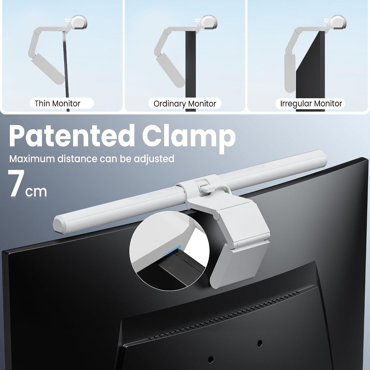 Monitor Light Bar with Remote Control, Fit for Curved/Flat Monitor, Eye-Care USB Computer Lamp Dimmable Screen Light Bar with Auto-Dimming, No Glare Home Office Gaming Desk Lamp