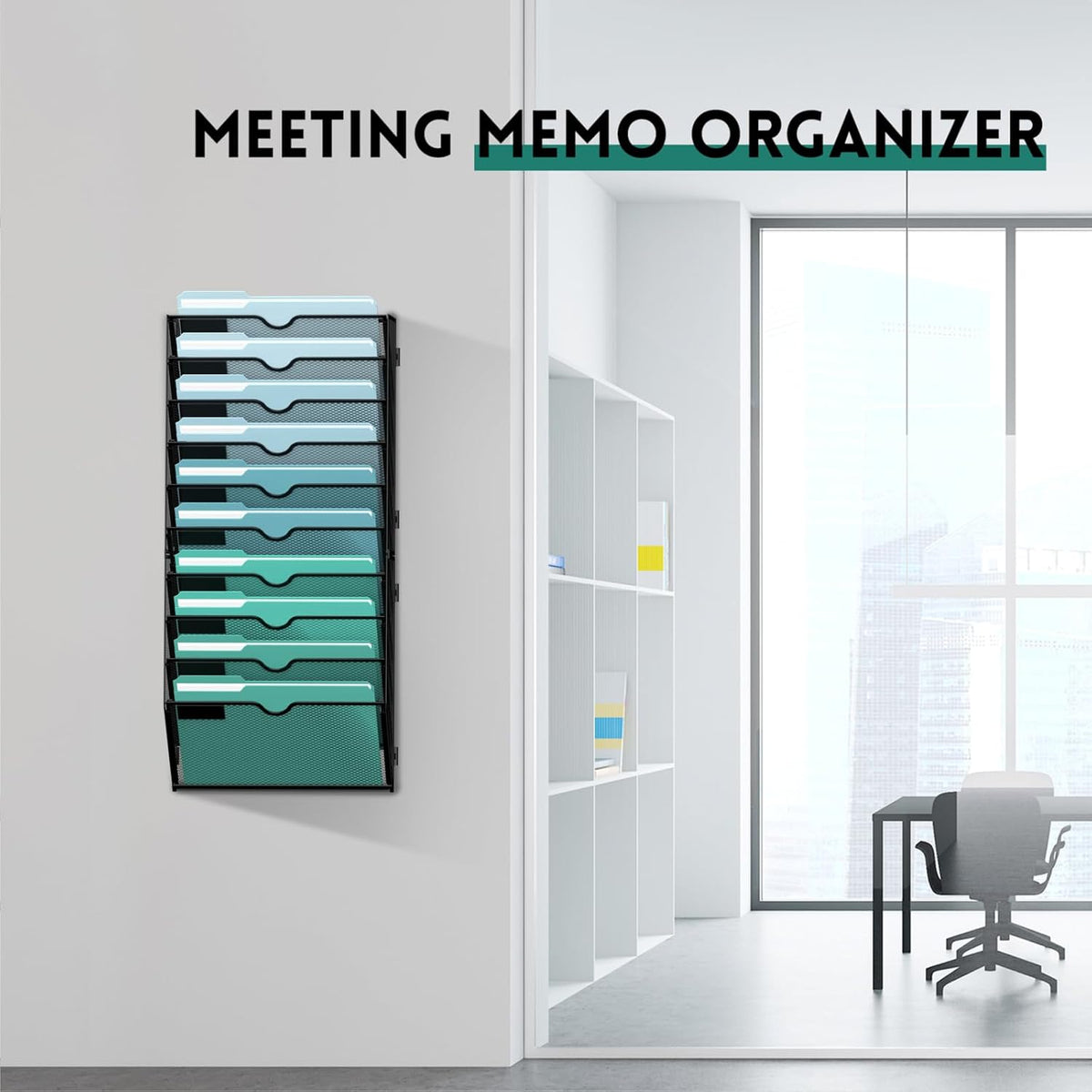 10-Tier Wall File Organizer, Hanging File Holder, Wall Mounted Mail Sorter