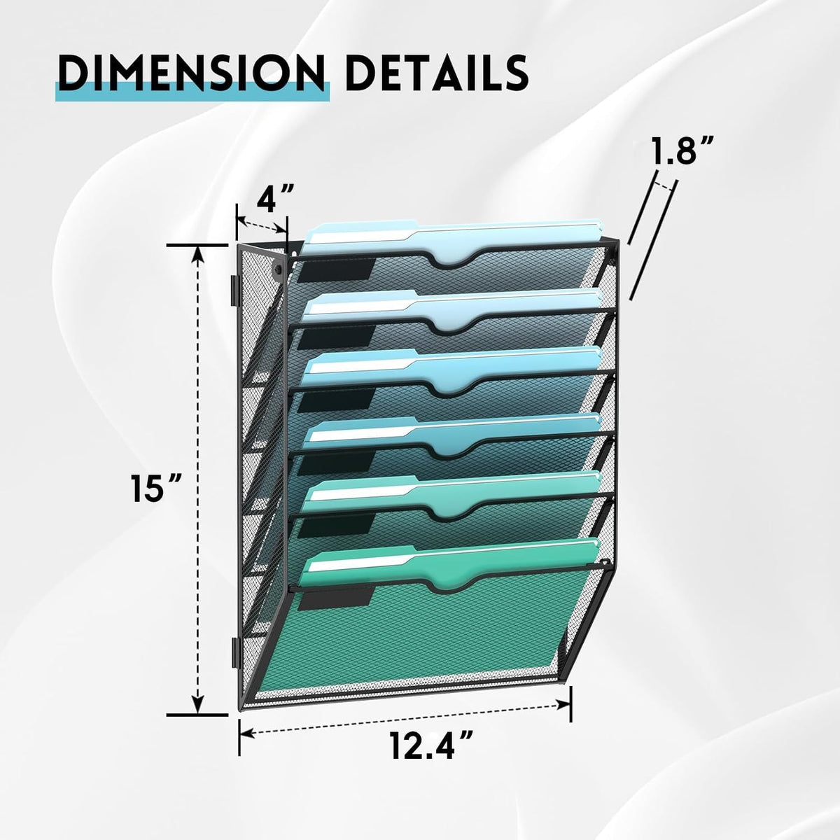 10-Tier Wall File Organizer, Hanging File Holder, Wall Mounted Mail Sorter