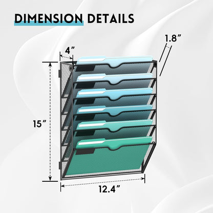 10-Tier Wall File Organizer, Hanging File Holder, Wall Mounted Mail Sorter