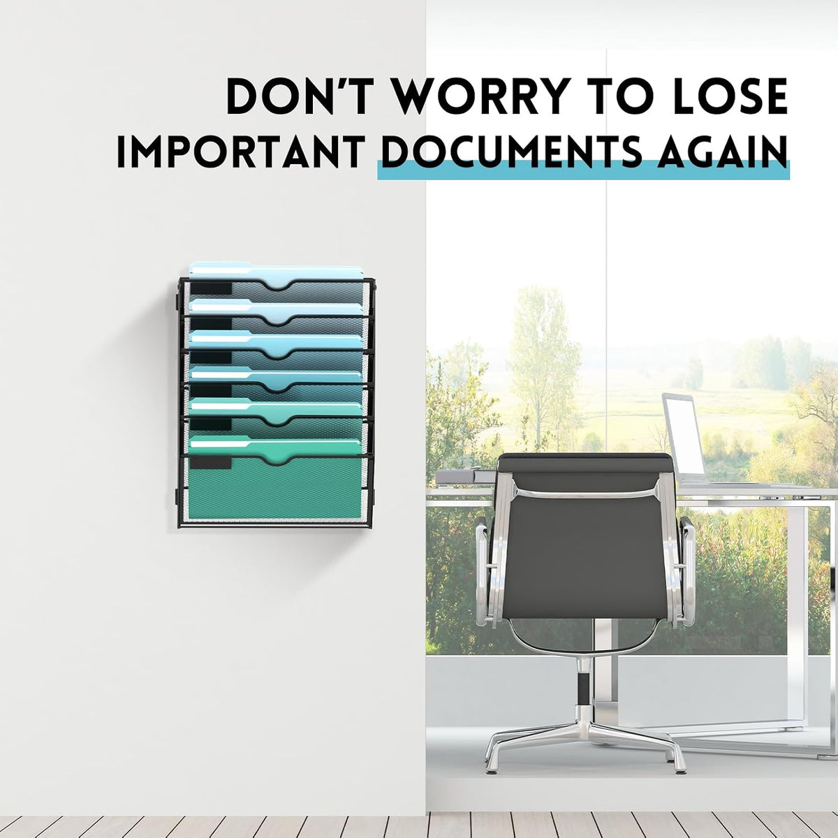 10-Tier Wall File Organizer, Hanging File Holder, Wall Mounted Mail Sorter