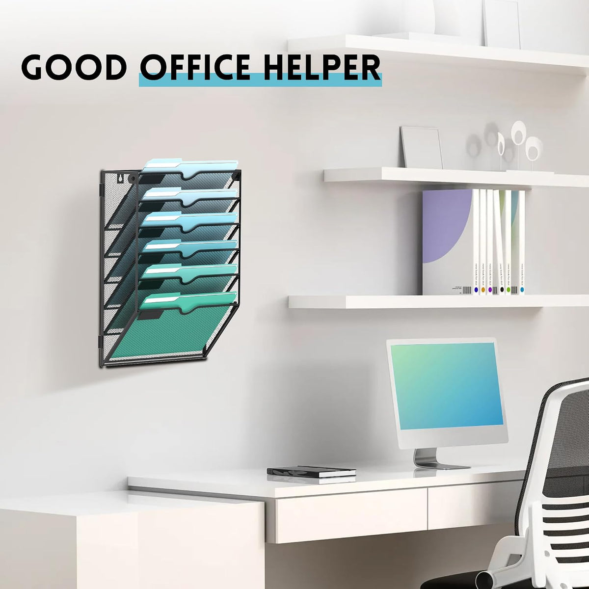 10-Tier Wall File Organizer, Hanging File Holder, Wall Mounted Mail Sorter