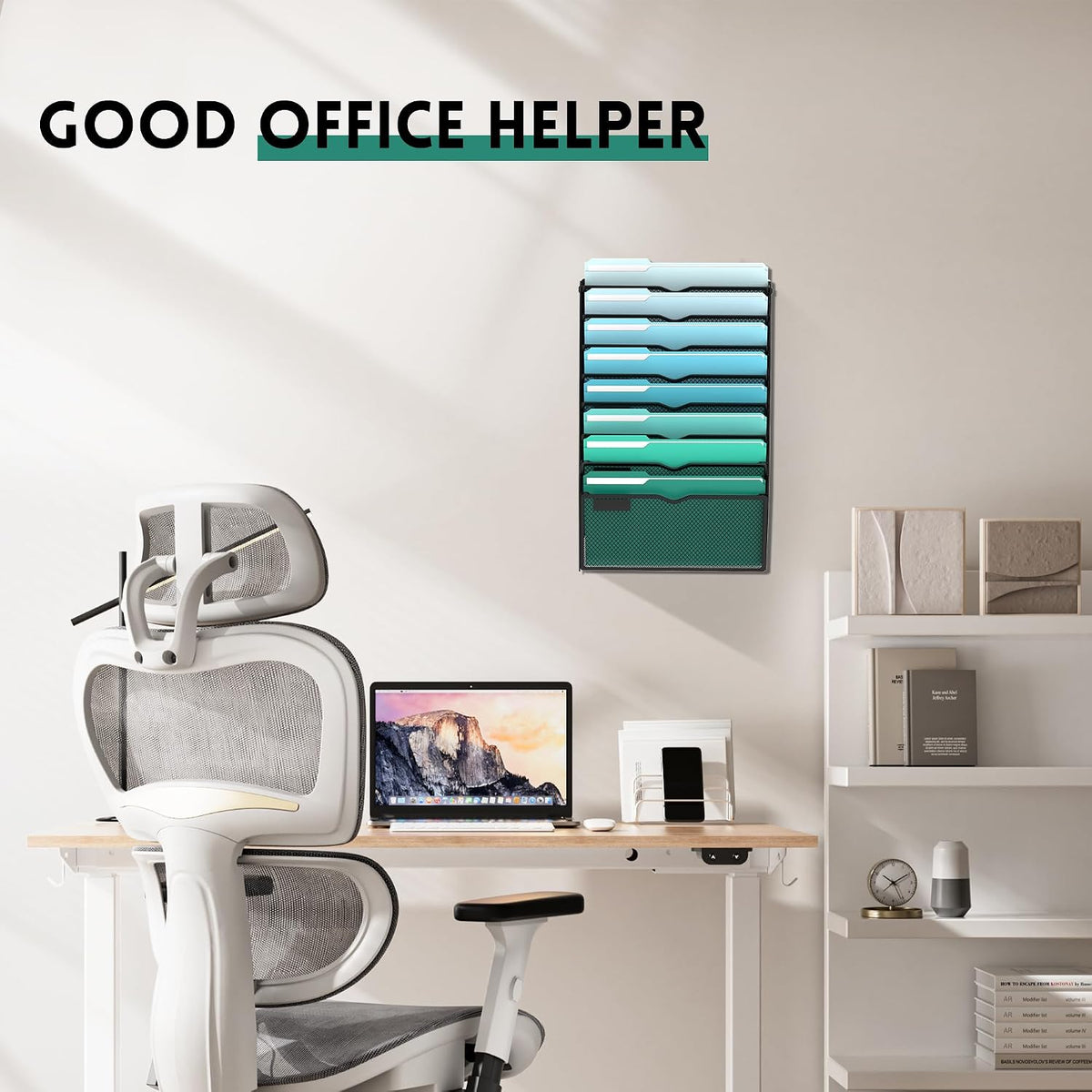 10-Tier Wall File Organizer, Hanging File Holder, Wall Mounted Mail Sorter