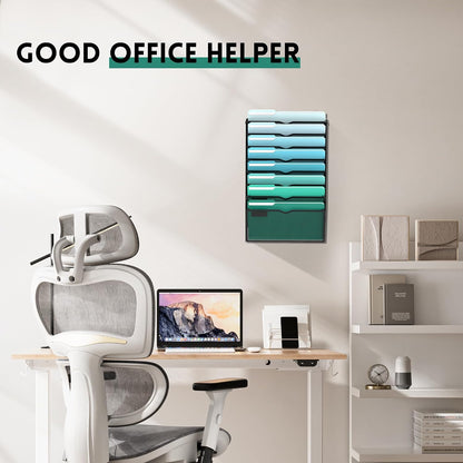 10-Tier Wall File Organizer, Hanging File Holder, Wall Mounted Mail Sorter