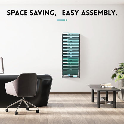 10-Tier Wall File Organizer, Hanging File Holder, Wall Mounted Mail Sorter