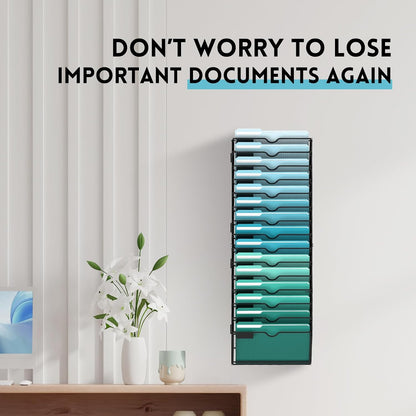 10-Tier Wall File Organizer, Hanging File Holder, Wall Mounted Mail Sorter