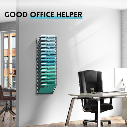 10-Tier Wall File Organizer, Hanging File Holder, Wall Mounted Mail Sorter