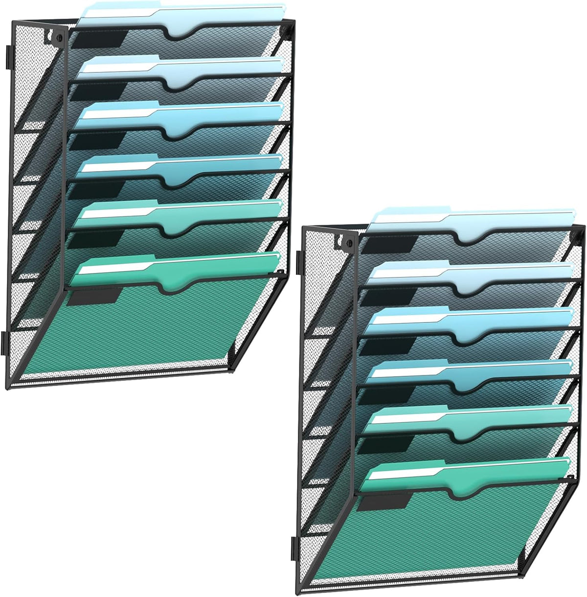 10-Tier Wall File Organizer, Hanging File Holder, Wall Mounted Mail Sorter