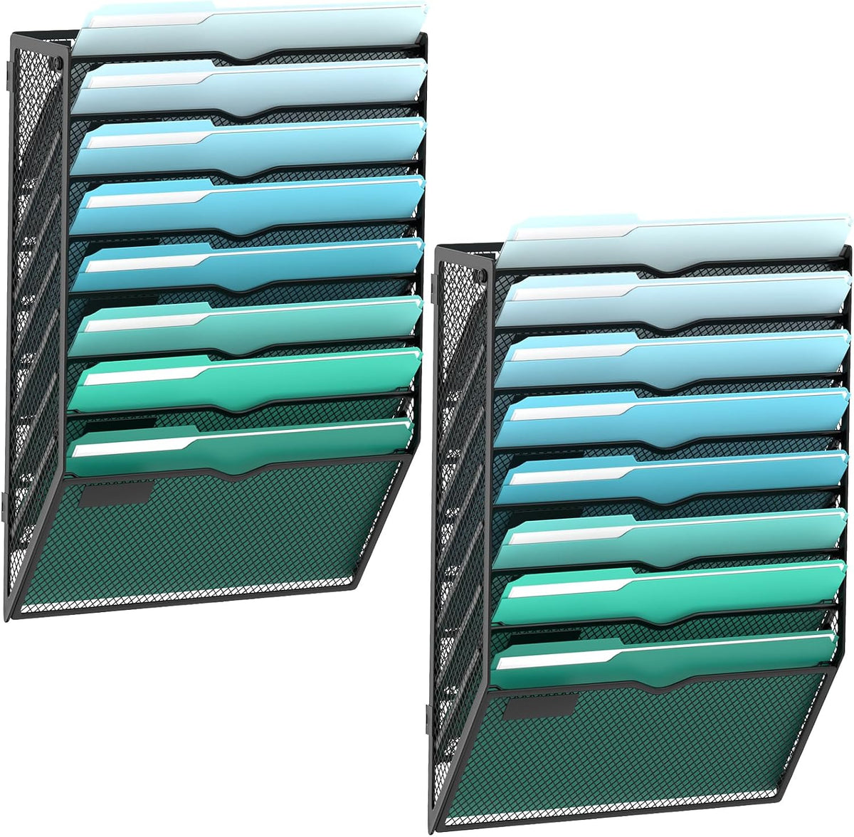 10-Tier Wall File Organizer, Hanging File Holder, Wall Mounted Mail Sorter