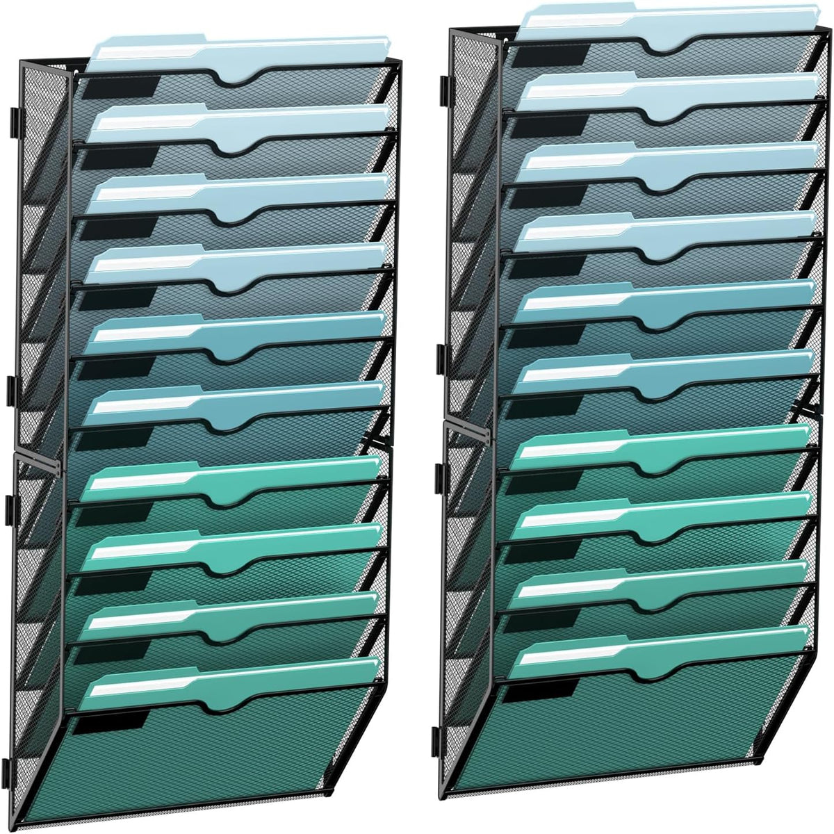 10-Tier Wall File Organizer, Hanging File Holder, Wall Mounted Mail Sorter