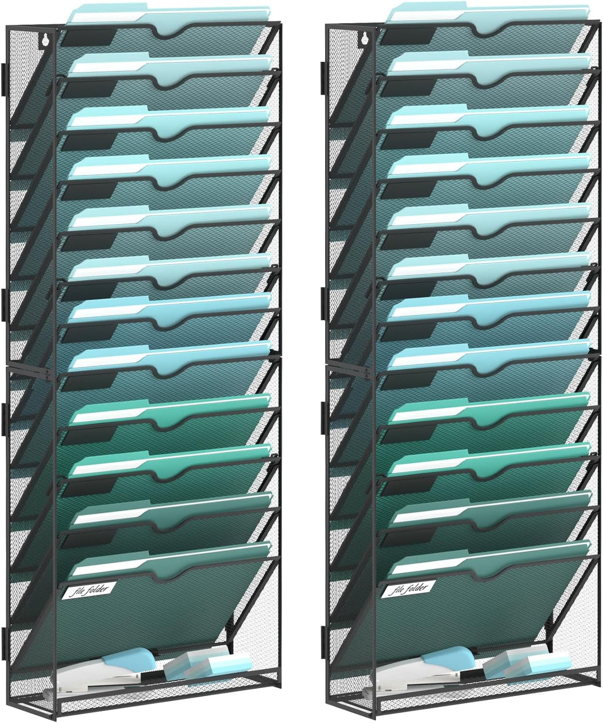 10-Tier Wall File Organizer, Hanging File Holder, Wall Mounted Mail Sorter