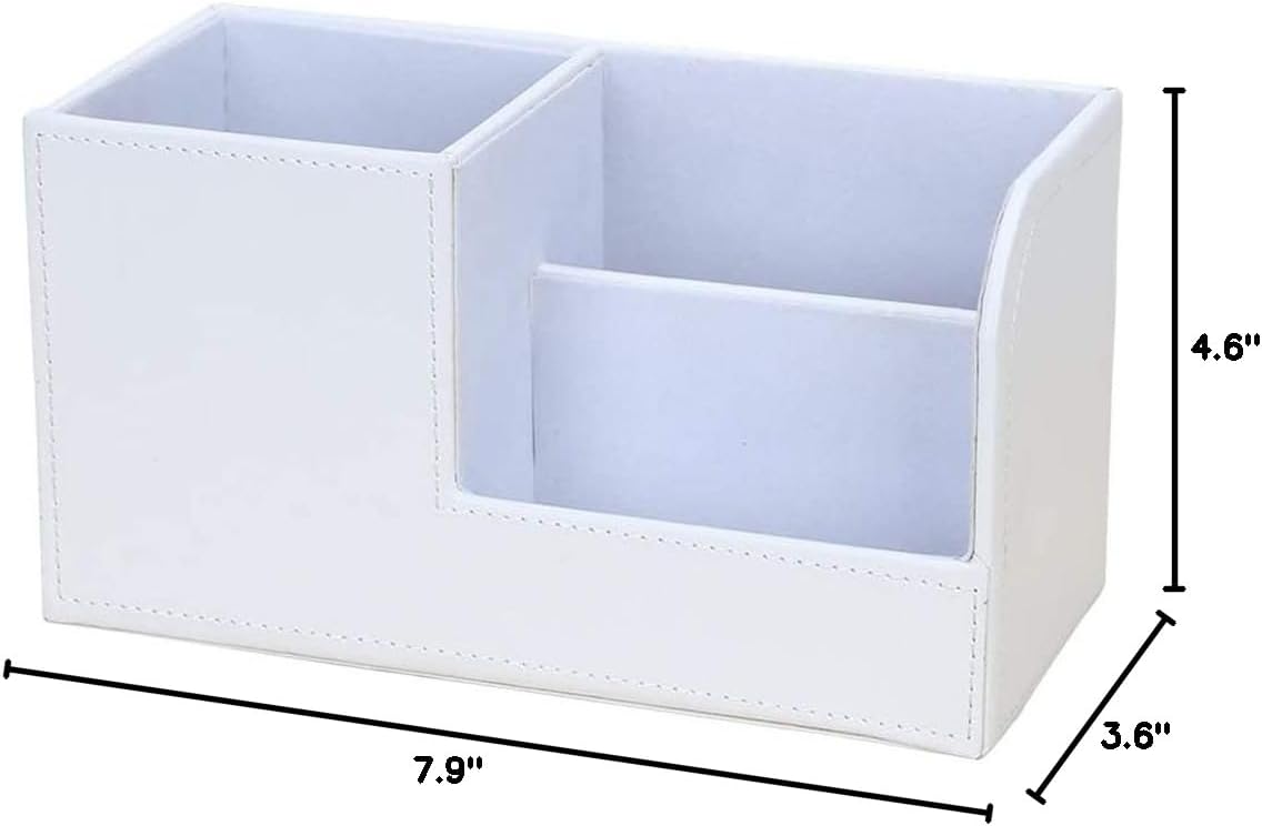 KINGFOM Desk Organizer Office Supplies Caddy Pu Leather Multi-function Storage Box Pen/Pencil,Cell phone, Business Name Cards Remote Control Holder with Small Drawer Black