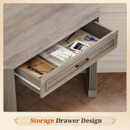 Farmhouse Corner Desk for Small Space, White Small Computer Desk