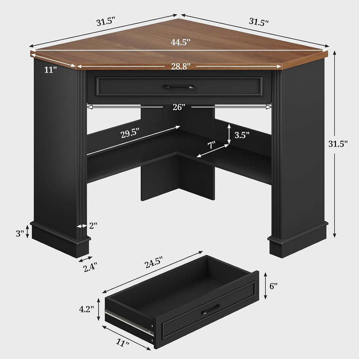 Farmhouse Corner Desk for Small Space, White Small Computer Desk