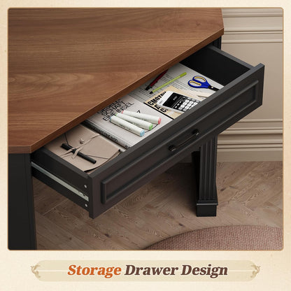 Farmhouse Corner Desk for Small Space, White Small Computer Desk