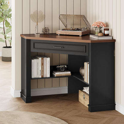 Farmhouse Corner Desk for Small Space, White Small Computer Desk