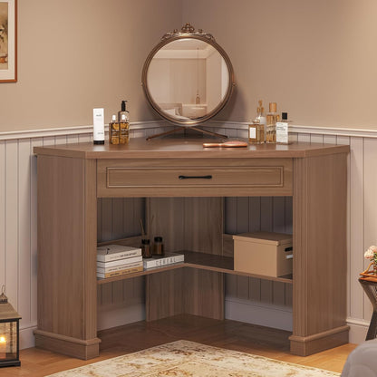 Farmhouse Corner Desk for Small Space, White Small Computer Desk