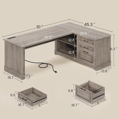 Farmhouse Corner Desk for Small Space, White Small Computer Desk