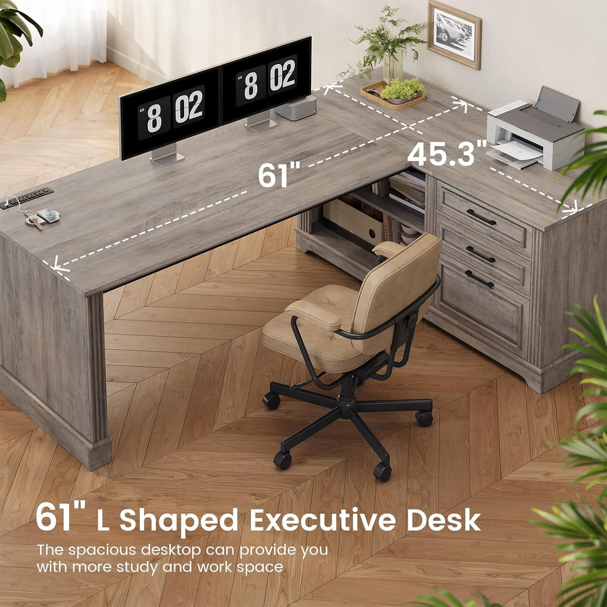 Farmhouse Corner Desk for Small Space, White Small Computer Desk