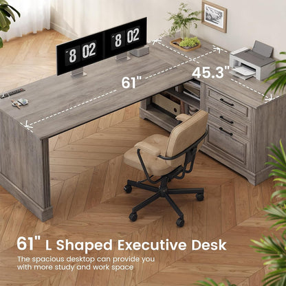 Farmhouse Corner Desk for Small Space, White Small Computer Desk
