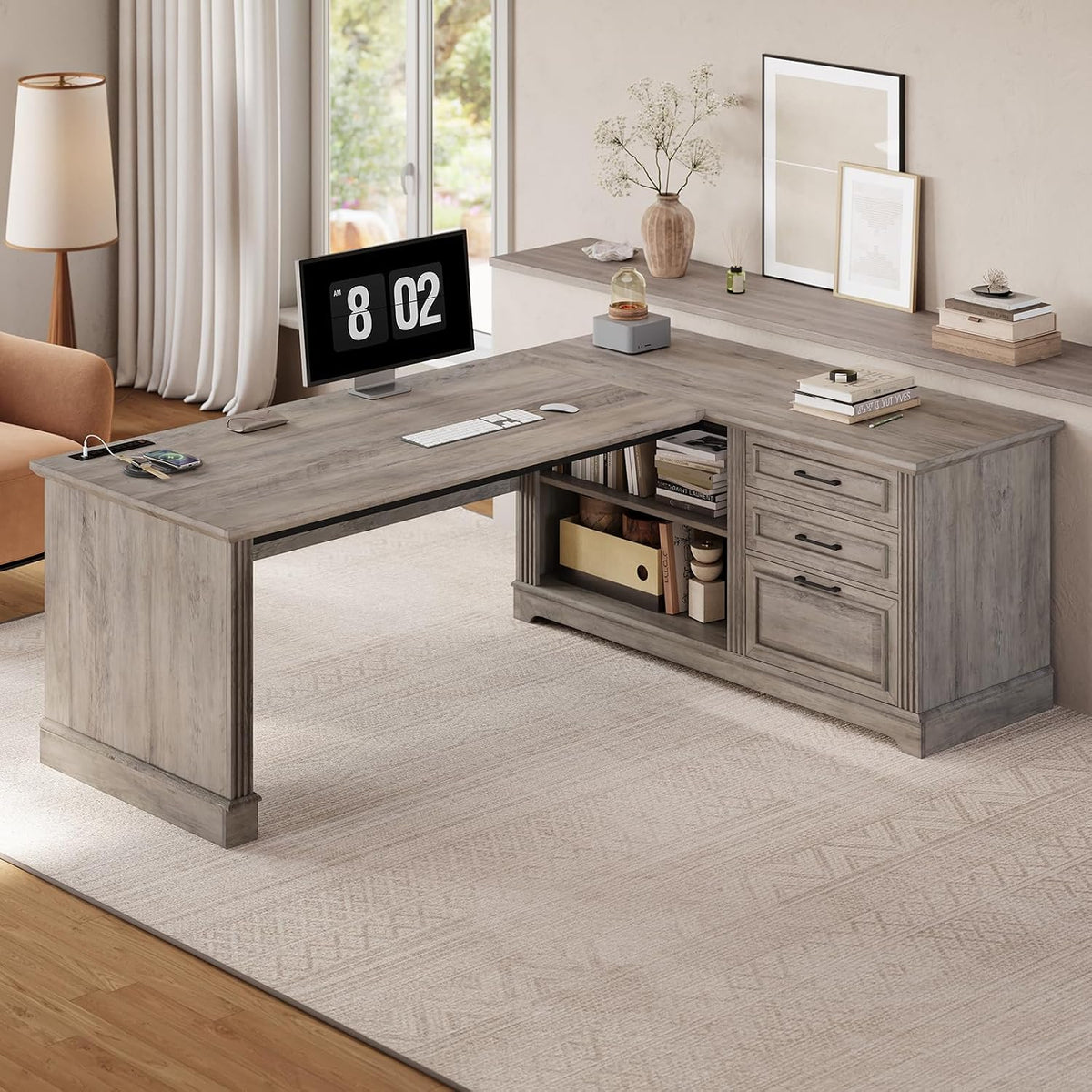Farmhouse Corner Desk for Small Space, White Small Computer Desk