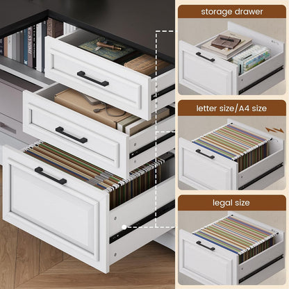 Farmhouse Corner Desk for Small Space, White Small Computer Desk