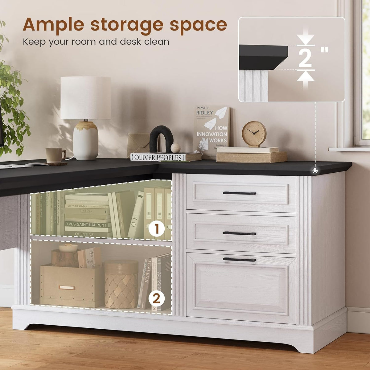 Farmhouse Corner Desk for Small Space, White Small Computer Desk