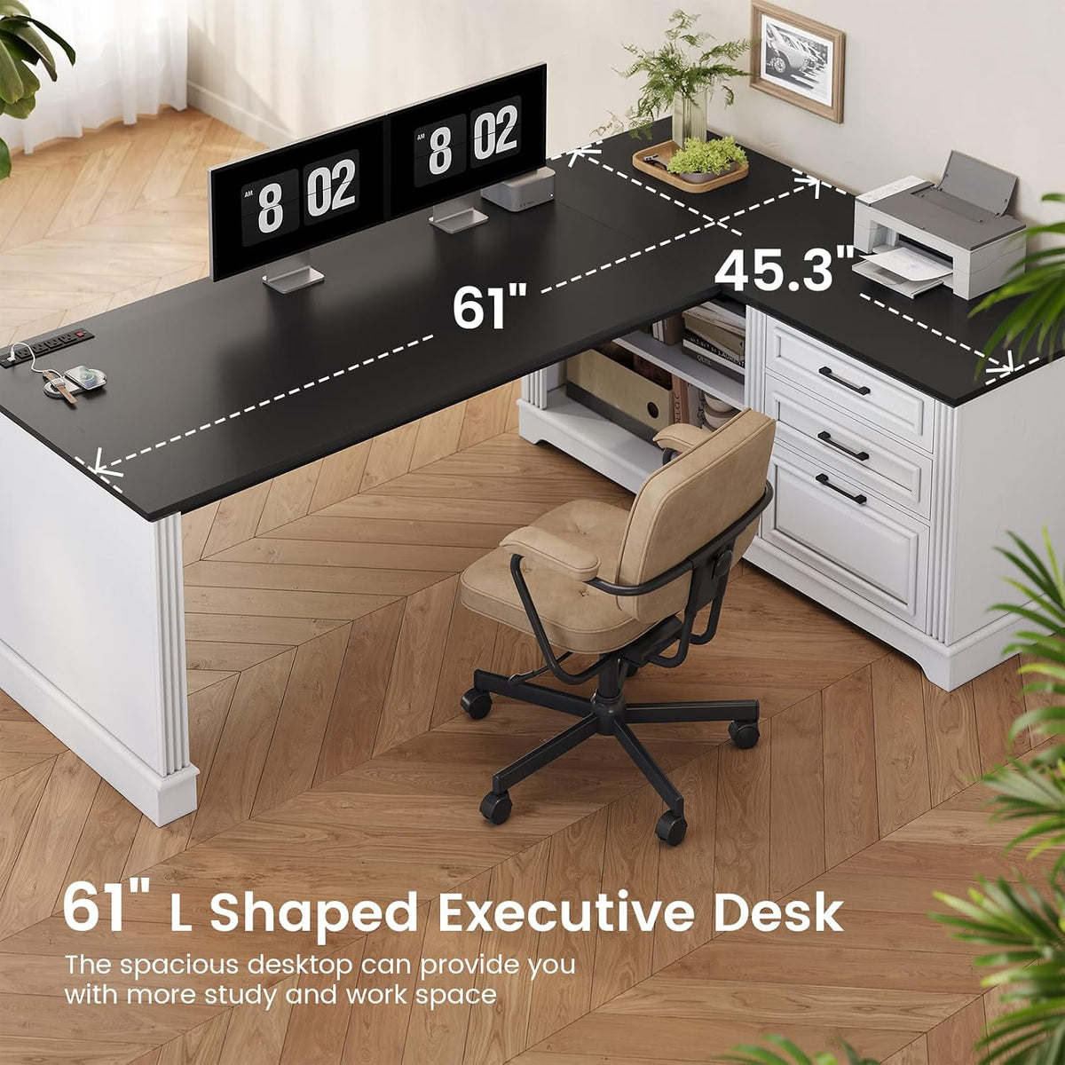Farmhouse Corner Desk for Small Space, White Small Computer Desk