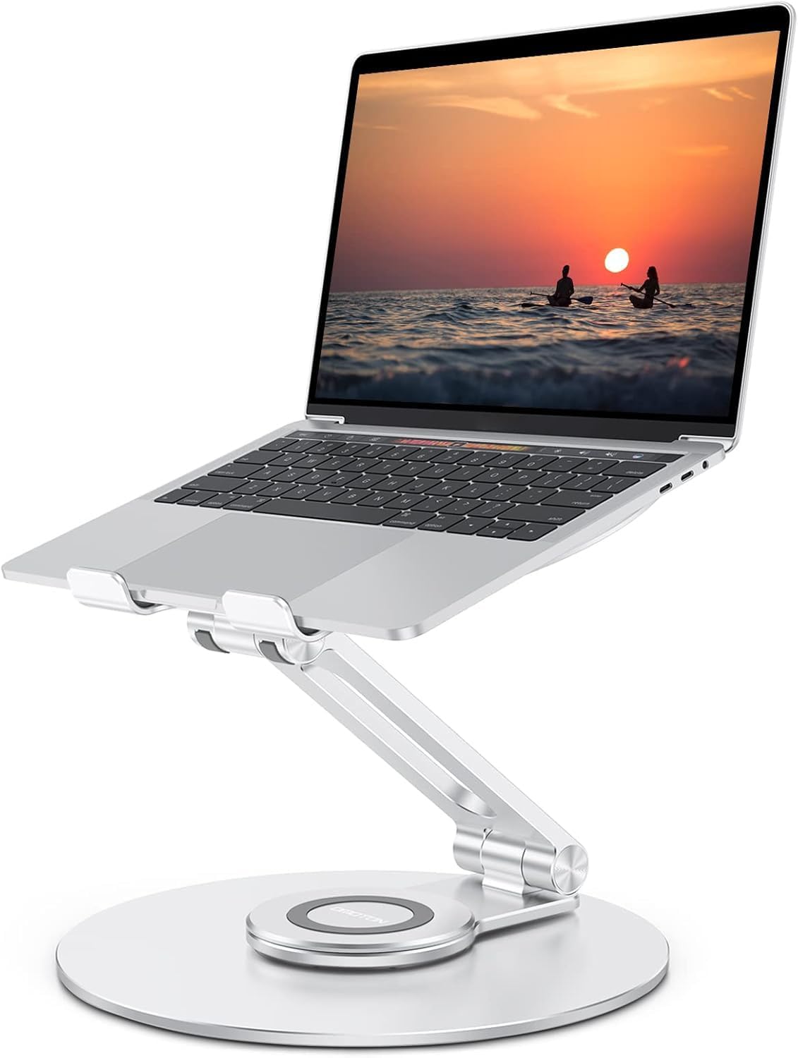 Adjustable Laptop Stand for Desk 360° Rotating Base up to 17" Silver
