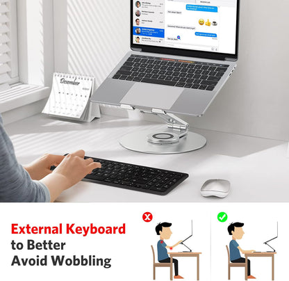 Adjustable Laptop Stand for Desk 360° Rotating Base up to 17" Silver