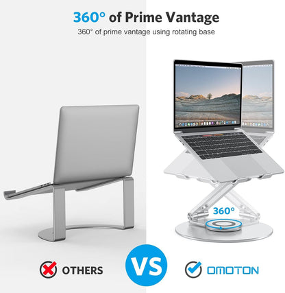 Adjustable Laptop Stand for Desk 360° Rotating Base up to 17" Silver