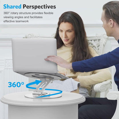 Adjustable Laptop Stand for Desk 360° Rotating Base up to 17" Silver