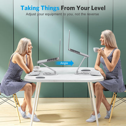 Adjustable Laptop Stand for Desk 360° Rotating Base up to 17" Silver