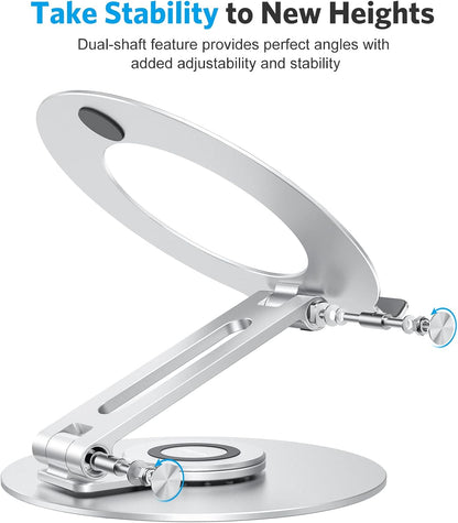 Adjustable Laptop Stand for Desk 360° Rotating Base up to 17" Silver