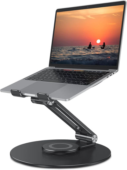 Adjustable Laptop Stand for Desk 360° Rotating Base up to 17" Silver